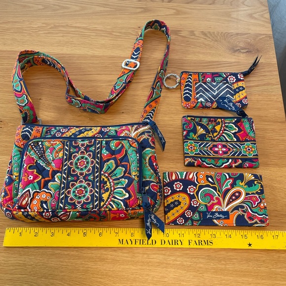 Vera Bradley paisley crossbody purse bundle pouch checkbook cover and lanyard - Picture 3 of 8